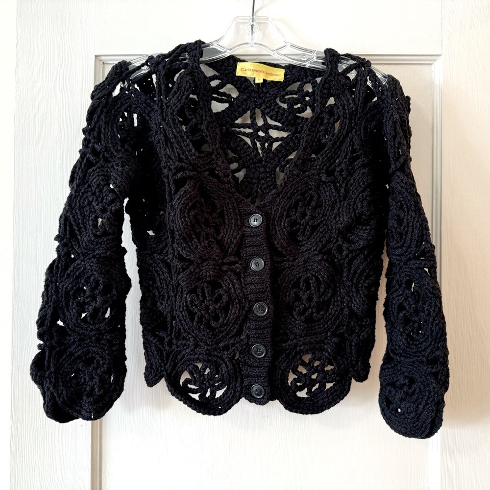 Catherine Malandrino | Black Crochet Cardigan S